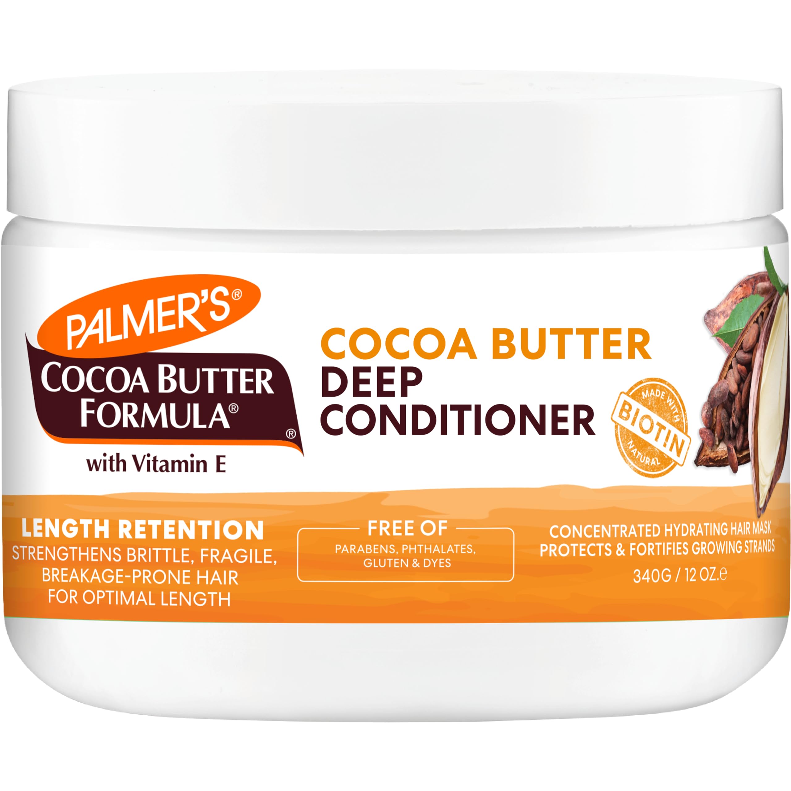 Palmer's Cocoa Butter & Biotin Length Retention Deep Conditioner, Strengthen, Nourish and Restore Elasticity and Shine, Suitable for All Curly Hair Patterns 8.5 Ounce